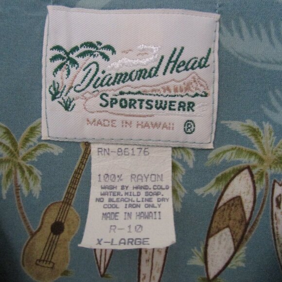 Mens Hawaii Surfboard Coconut Button Front Shirt Tropical Tiki C - Picture 7 of 8